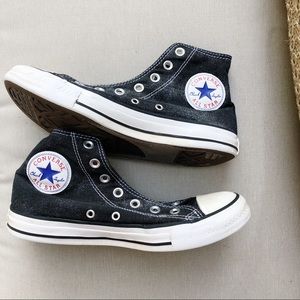CONVERSE DISTRESSED BLACK HIGH TOP SNEAKERS
